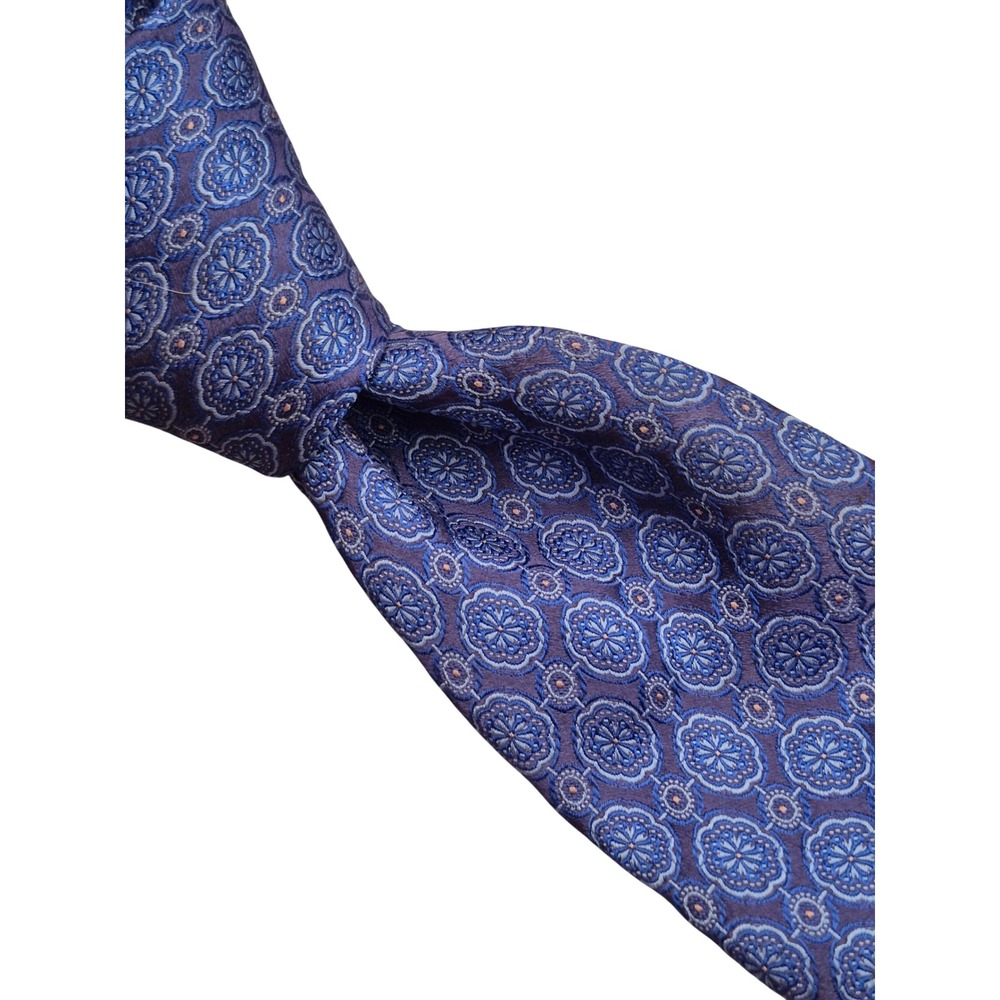 Stefano Ricci Luxury Collection Blue Purple Medallion Silk Tie‎ Made in Italy